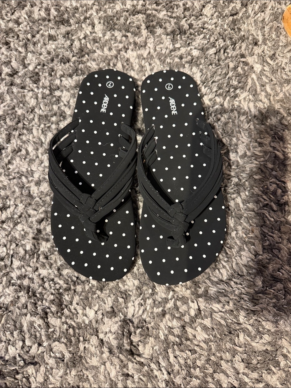 Polka Dot Black Flip Flop Sandals Size 7